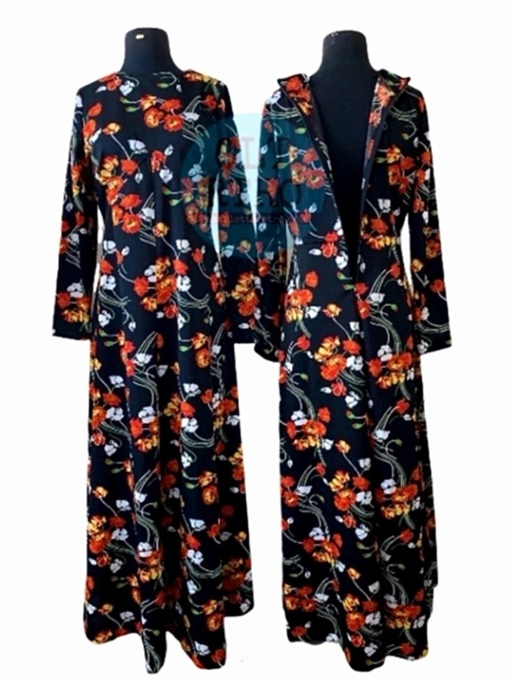 70s vtg Floor Length Floral Maxi
